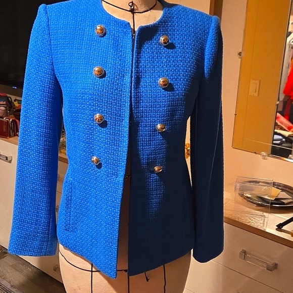Zara Chic Royal Blue Women's Blazer with Gold Buttons - Picture 1 of 4
